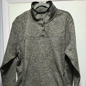 Eddie Bauer Sweater Men's XXL 1/4 Snap Gray  Knit Fleece Mock Neck Pullover.